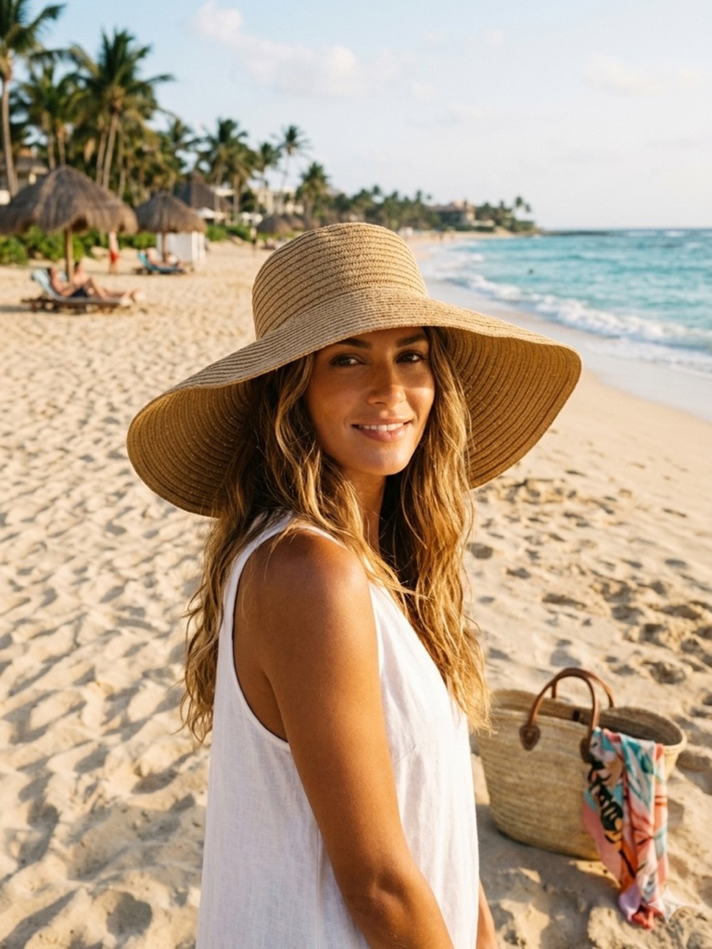 Source Unknown Wide-Brim Straw Sun Hat - Natural Tan